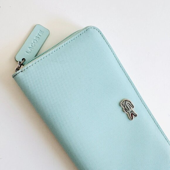 Lacoste Womens Large L.12.12 Concept Billfold Wallet Light Turquoise Blue - Picture 4 of 10